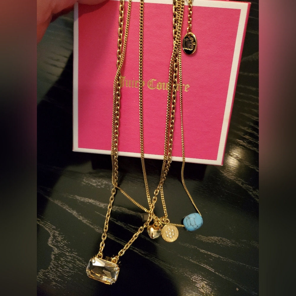 NWT NIB JUICY COUTURE MULTI CHAIN NECKLACE ADJUSTABLE